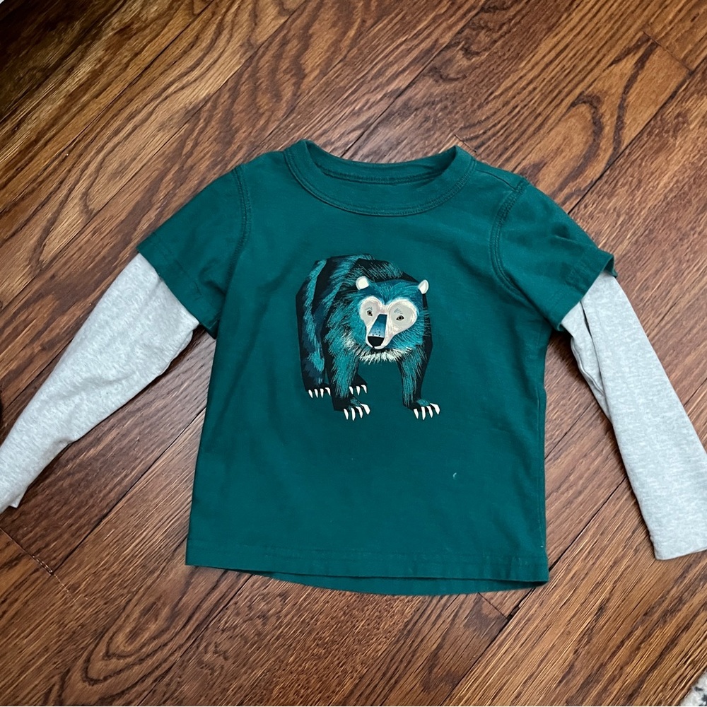 Tea collection 2t long sleeved double bear shirt